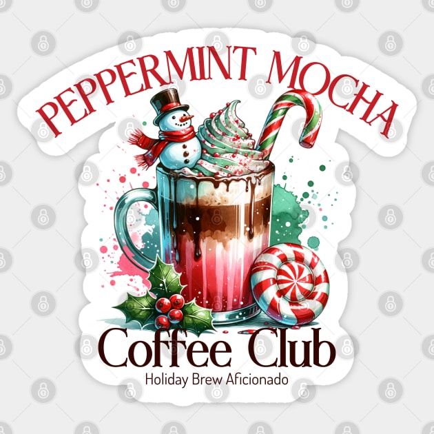 Peppermint Mocha Coffee Club Sticker by HolidayBug